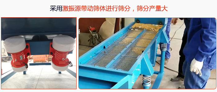 采用激振源帶動(dòng)篩體進(jìn)行篩分，篩分產(chǎn)量大。